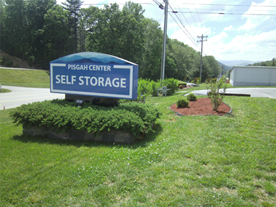 Pisgah Self Storage sign outside office.