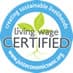 Blue and green Living Wage certified logo
